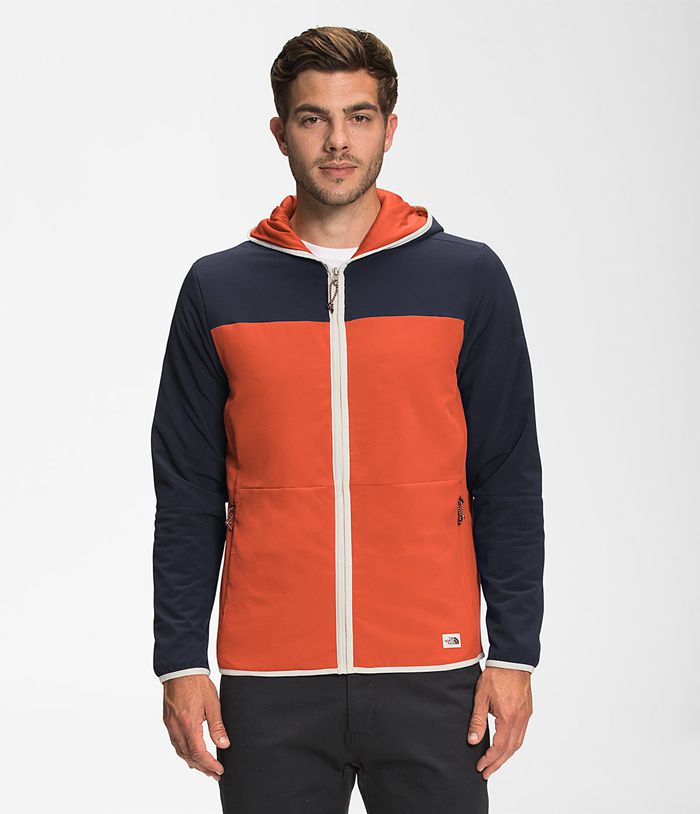 Plumifero The North Face Hombre Naranjas/Azul Marino Mountain Sudadera Full Cremallera Sudadera Con Capucha 89615LJPZ